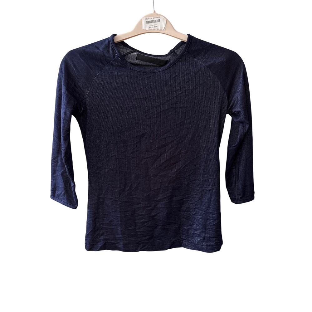 NWT One Teaspoon Sz Small Solid Indigo Blue Raglan 3/4 Sleeve Crewneck Top